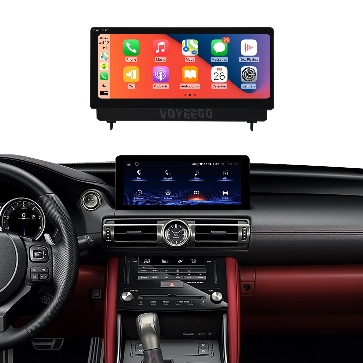 Crzcar free shipping 1920*720 10.25″ Android Touch Screen for LEXUS IS 2020 2021 2022 quaclomm snapdragon Wireless Apple CarPlay  Android Auto
