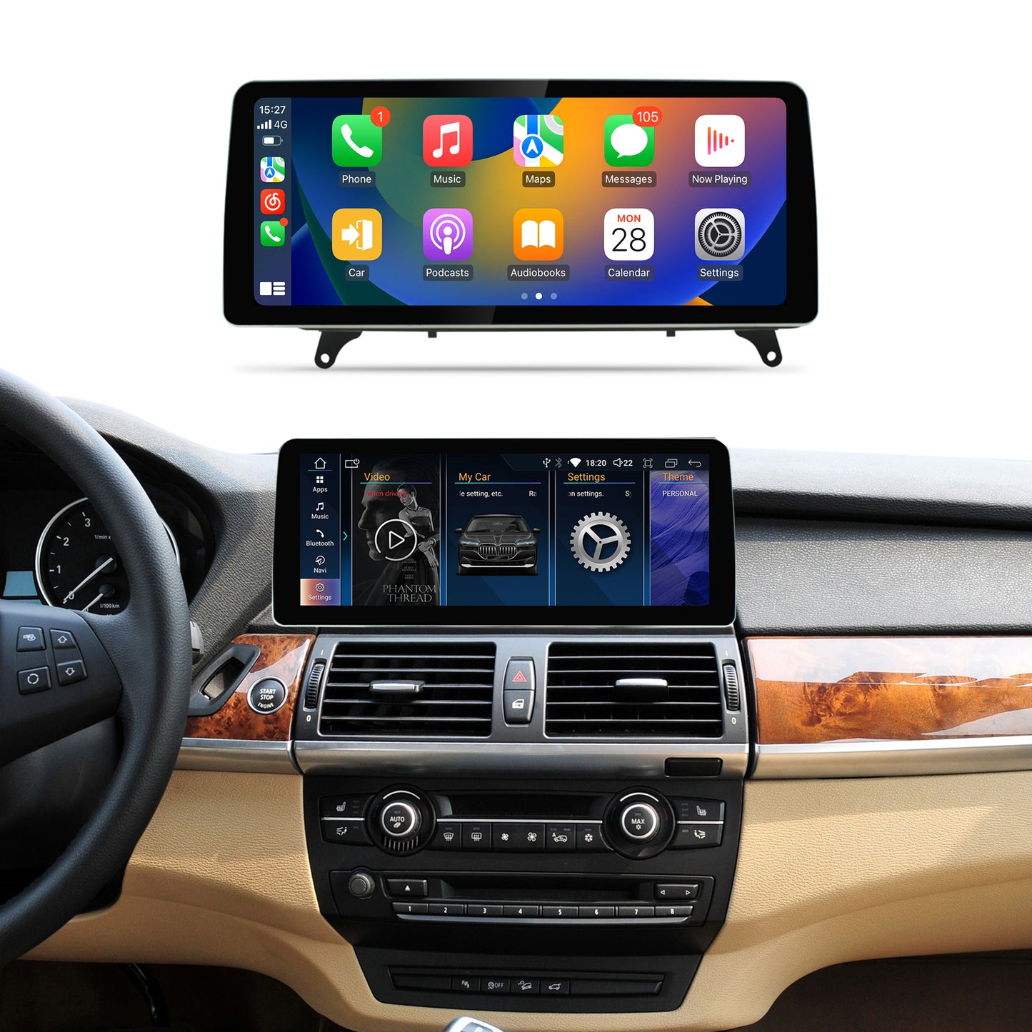 Crzcar free shipping 1920*720 quaclomm BMW X5 E70 X6 E71 CCC CIC OEM FIT REPLACEMENT 10.25″ 12.3'' Android Touch Screen Built-in Wireless Apple CarPlay Android Auto