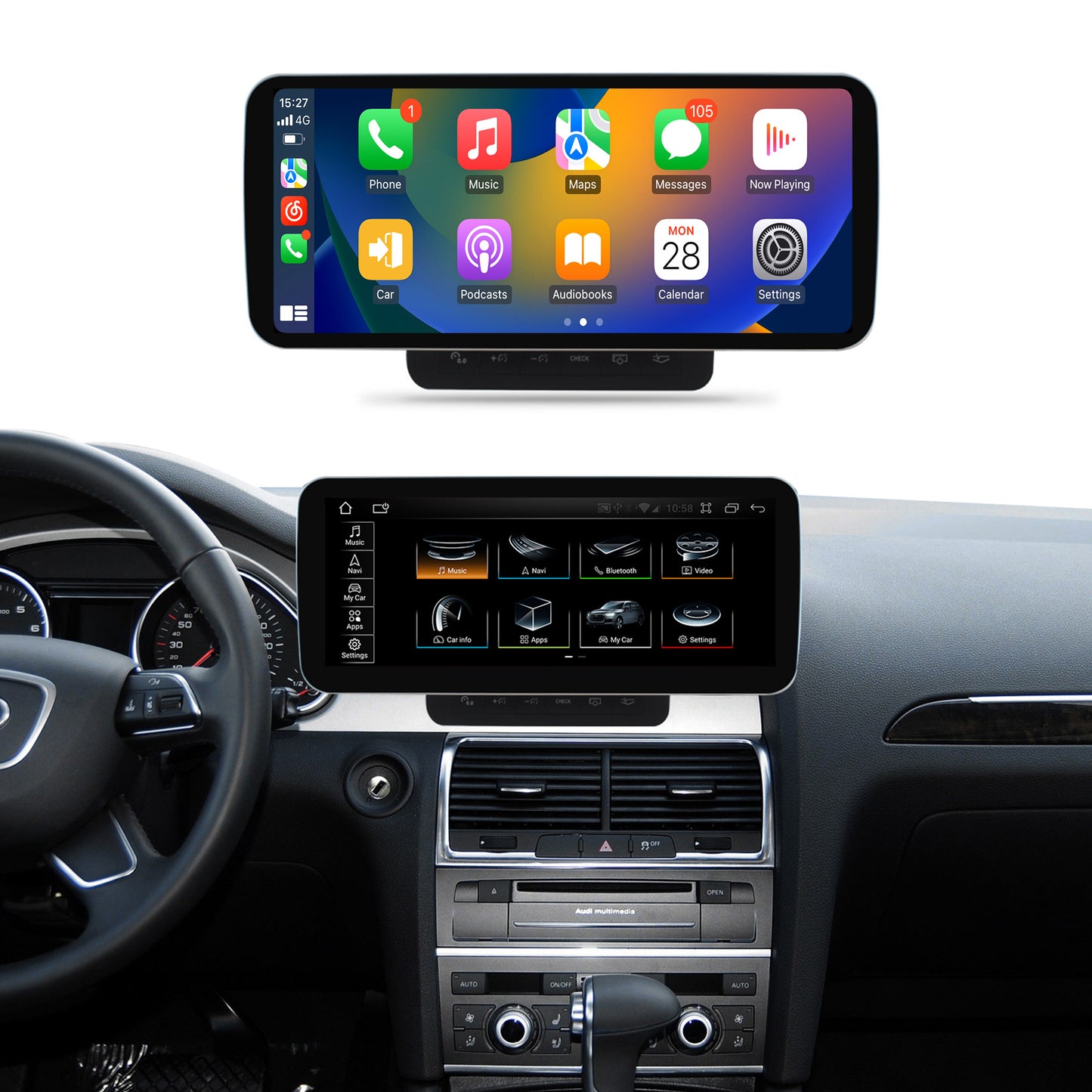 Crzcar free shipping for Audi Q7 Android 13 10.25'' 12.3'' 2005-2015 screen Quaclomm Snapdragon 8 core Wireless Apple CarPlay Android Auto