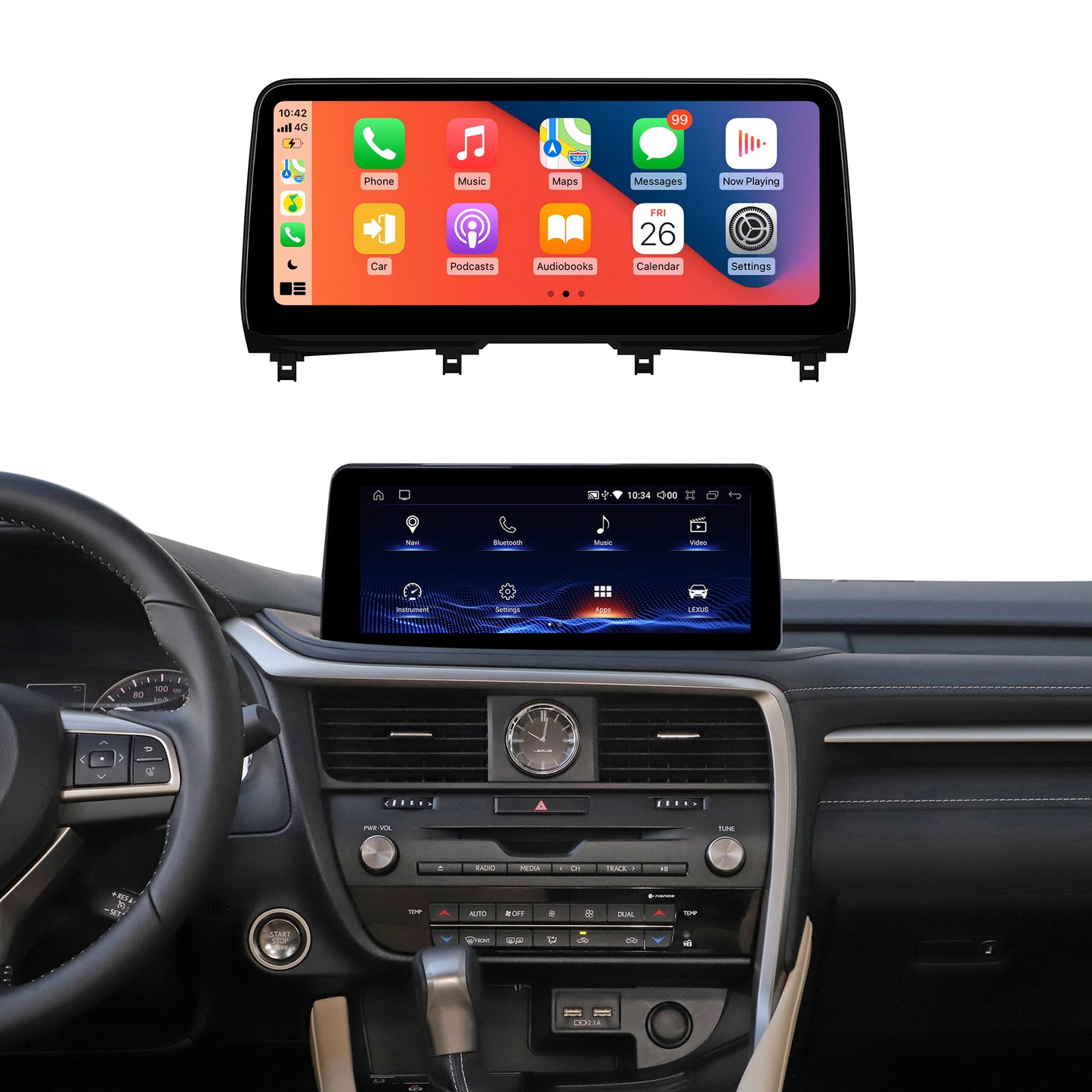 Crzcar free shipping 1920*720 12.3″ Android Touch Screen for LEXUS RX 2016 2017 2018 2019 OEM FIT REPLACEMENT Built-in Wireless Apple CarPlay Android Auto