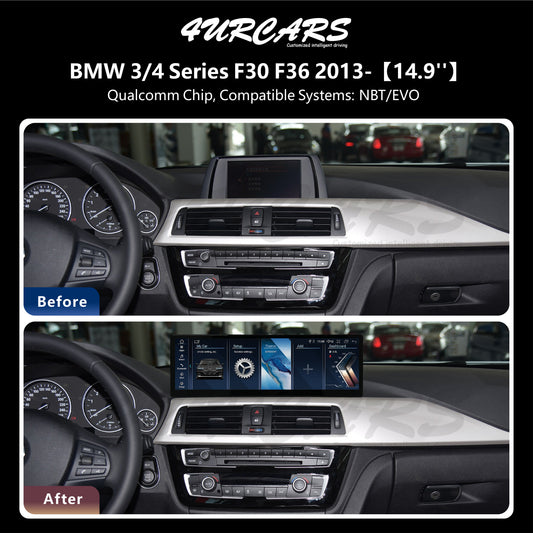 Crzcar free shipping 2560*720 BMW 3 Series 4 Series F30 F36 14.9″ Android Touch Screen Built-in Wireless Apple CarPlay  Android Auto