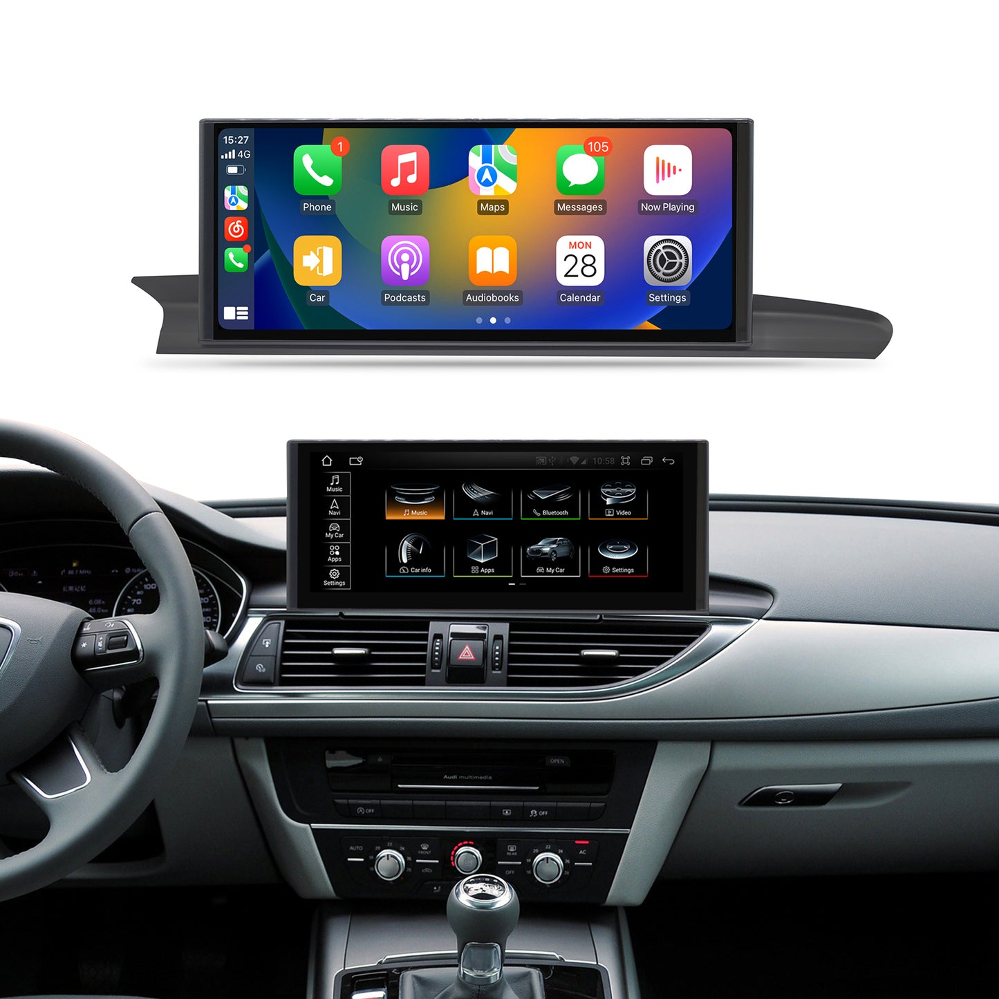 Crzcar free shipping for Audi A6 Android 13 12.3'' 2012-2019 screen Quaclomm Snapdragon 8 core Wireless Apple CarPlay Android Auto