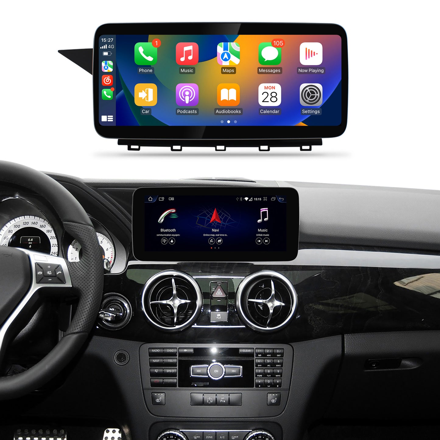 Crzcar free shipping 1920*720 Mercedes Benz GLK X204 LHD NTG4.5 2013-2015 10.25″ 12.3'' Android Touch Screen Built-in Wireless Apple CarPlay  Android Auto