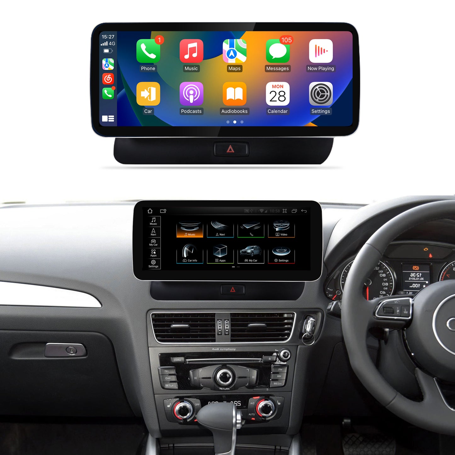 Crzcar free shipping for Audi Q5 RHD right hand drive Android 13 10.25'' 12.3'' 2009-2016 screen Quaclomm Snapdragon 8 core Wireless Apple CarPlay Android Auto