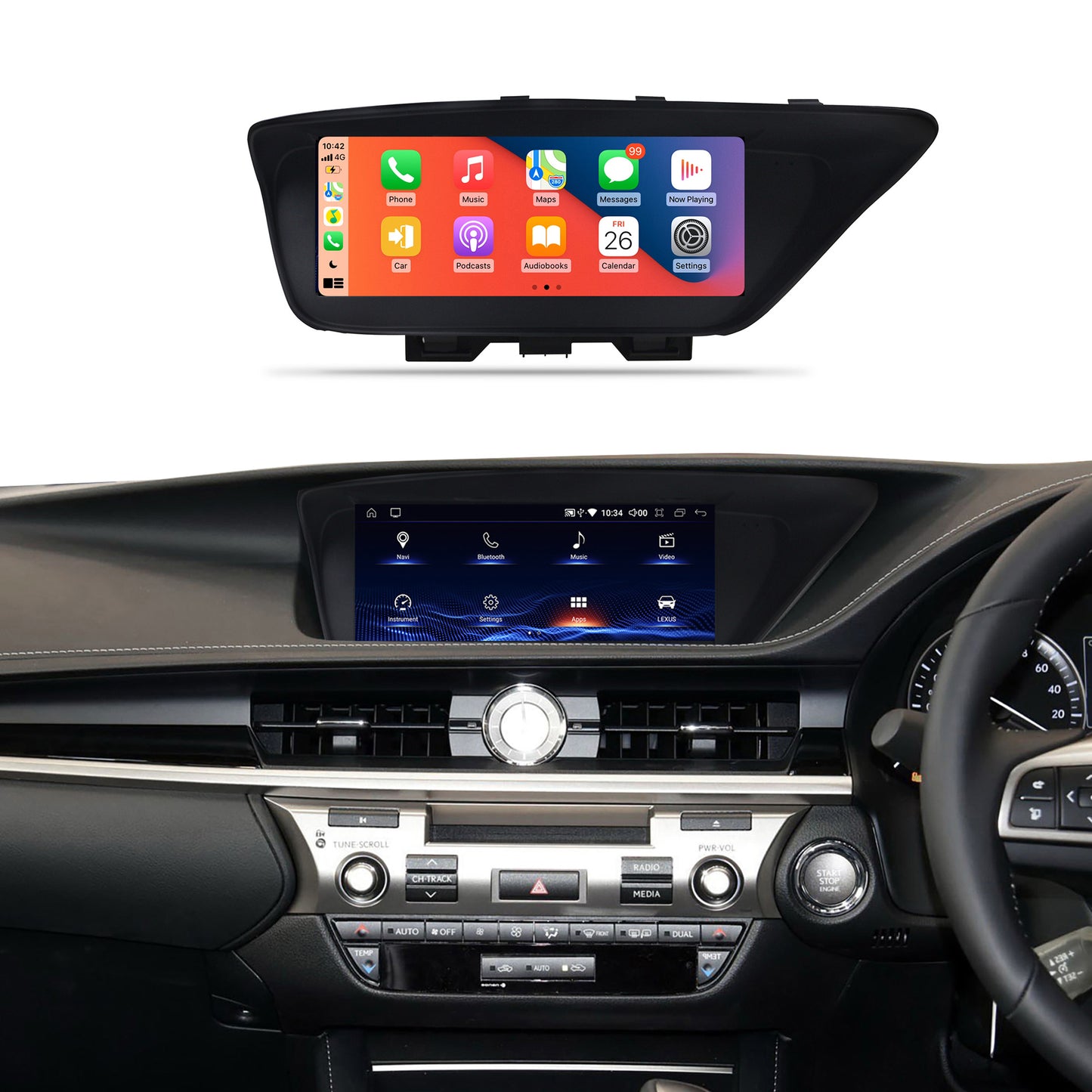 Crzcar free shipping 1920*720 10.25'' RHD Right hand drive Android Touch Screen for LEXUS ES 2013 2014 2015 2016 2017 2018 2019 OEM FIT REPLACEMENT Built-in Wireless Apple CarPlay  Android Auto