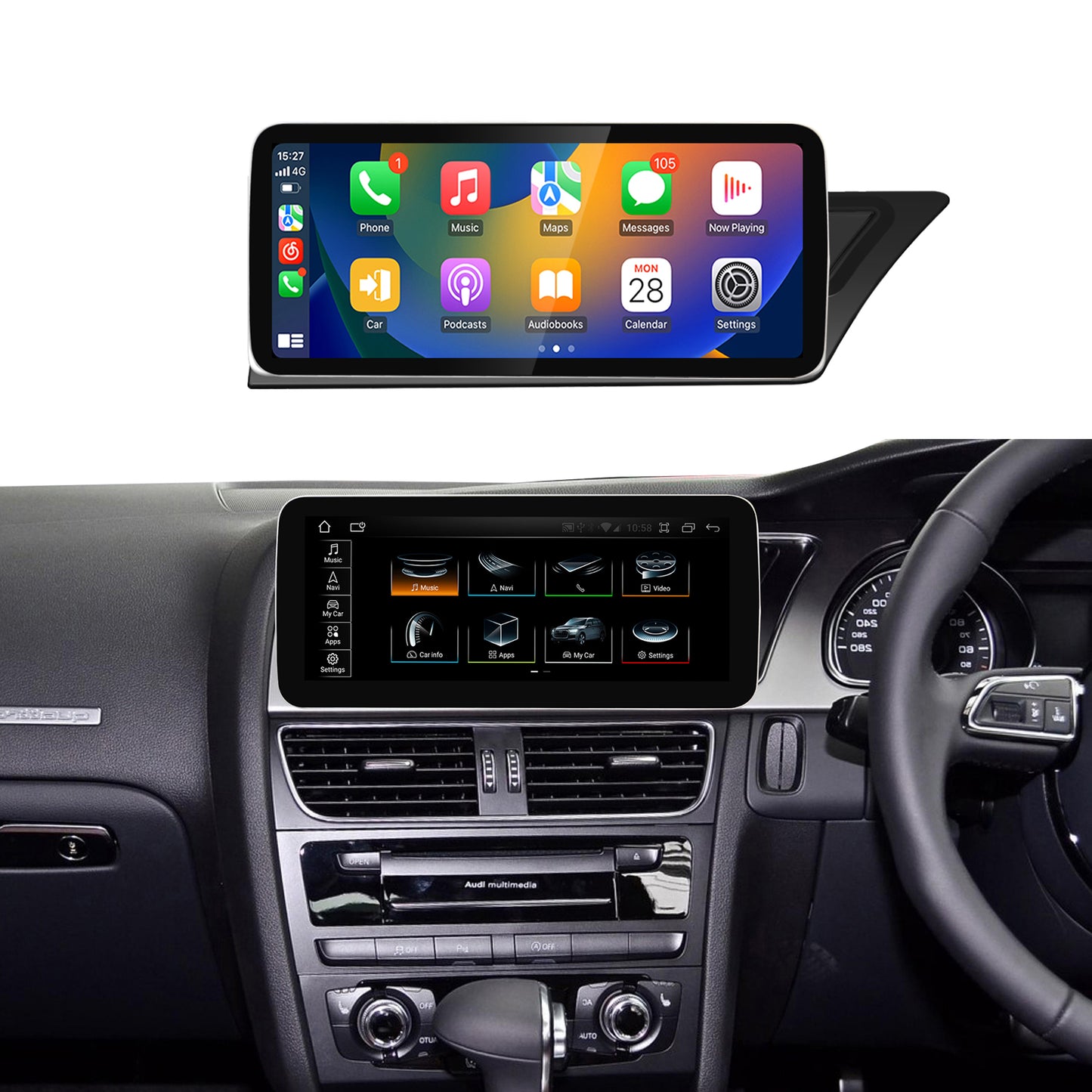 Crzcar free shipping for Audi A4 A5 RHD right hand drive Android 13 10.25'' 12.3'' 2009-2016 screen Quaclomm Snapdragon 8 core Wireless Apple CarPlay Android Auto