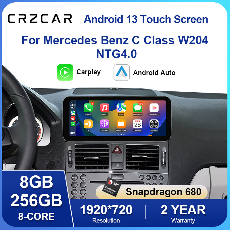 For Mercedes Benz C Class W204 NTG4.0 android screen carplay android auto 