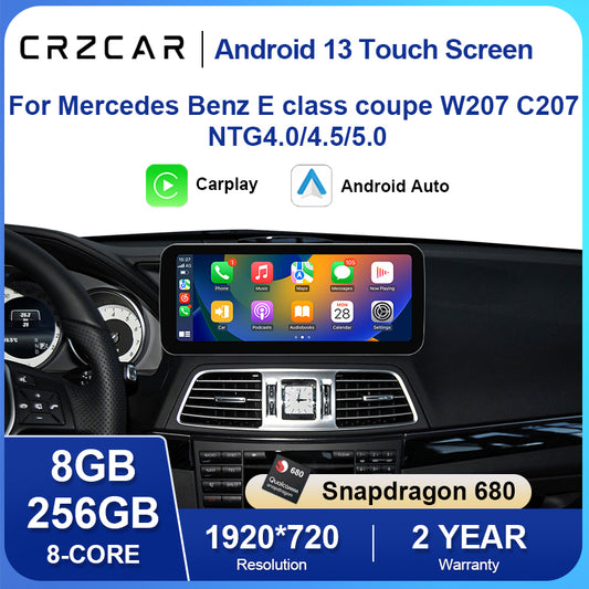 Crzcar free shipping 1920*720 Mercedes Benz E class W207 NTG4.0 10.25″ 12.3'' Android Touch Screen Built-in Wireless Apple CarPlay Android Auto