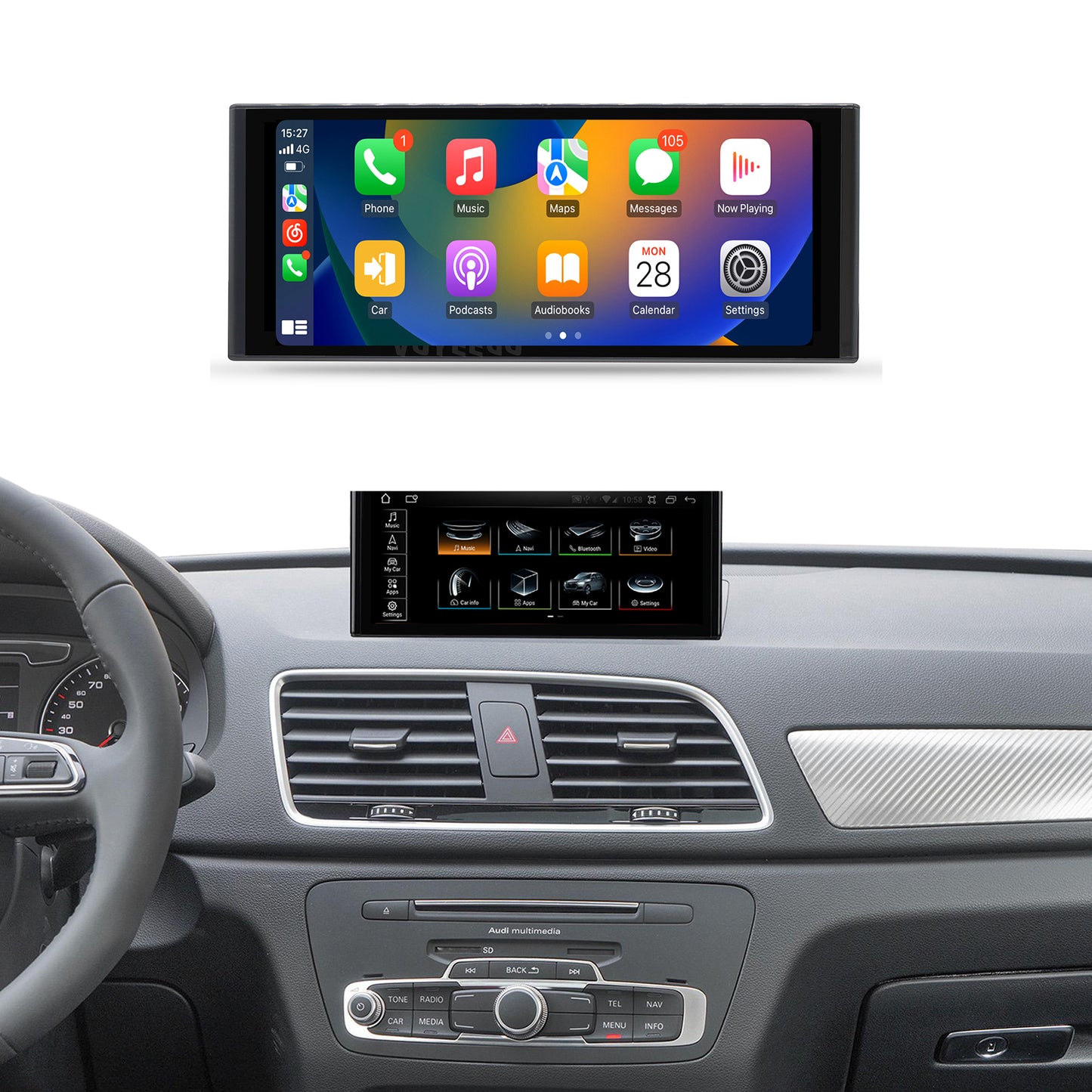 Crzcar free shipping for Audi Q3 Android 13 10.25'' 2012-2018 screen Quaclomm Snapdragon 8 core Wireless Apple CarPlay Android Auto